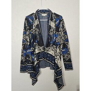 Jealous Tomato Women Blue Black Open Cardigan Size Small Long Sleeve